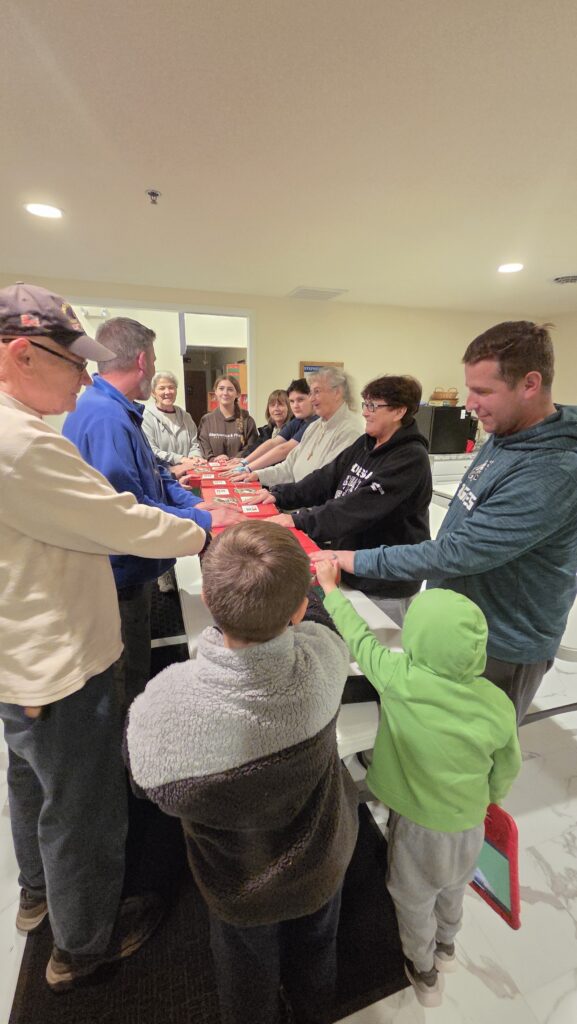 Operation Christmas Child shoeboxes dropped off with a prayer