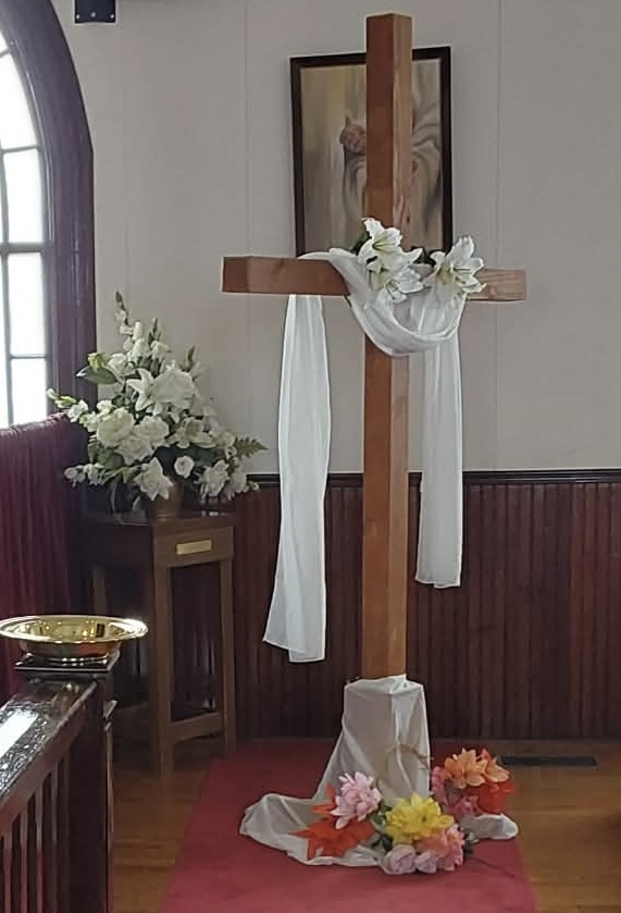 Easter 2026  Cross draped in white